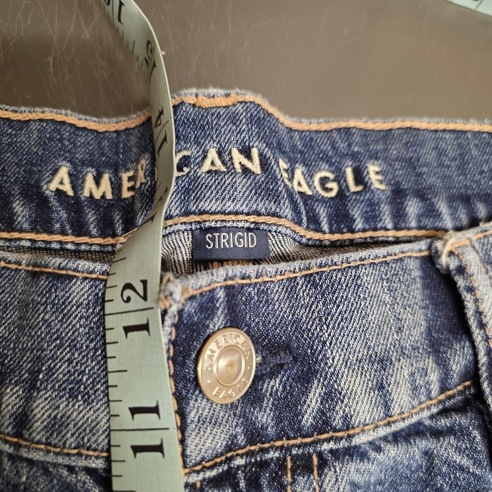 American Eagle Ex-Boyfriend Jeans Women 12 Blue High Rise Relaxed Strigid - Picture 6 of 9